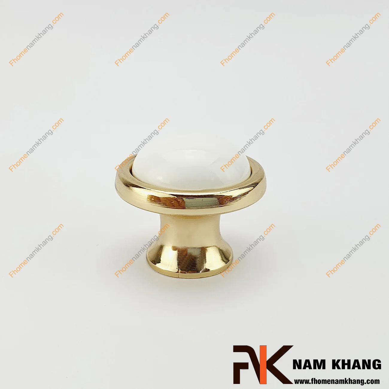 Núm cửa tủ sứ trắng viền vàng NK021-TV