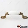 Tay nắm tủ bếp sứ trắng đồng cổ NK008-TC
