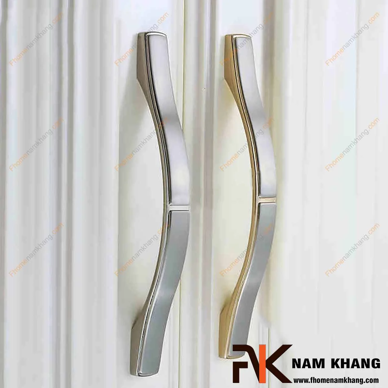 Tay nắm cửa tủ mạ màu xám vàng NK164-128XV