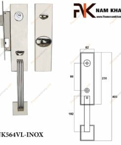 Khóa cửa thân mỹ NK564VL-INOX (Màu Inox)